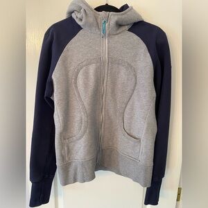 Lululemon women’s Gray and Navy Zip-Up Scuba Hoodie